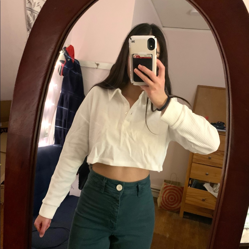 Nasty Gal Waffle Polo Sweat